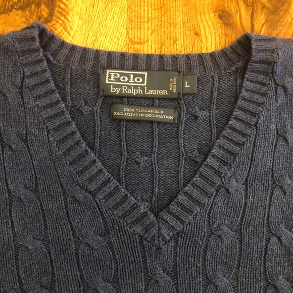 Polo Ralph Lauren cable-knit tussah silk sweater L - Picture 2 of 2